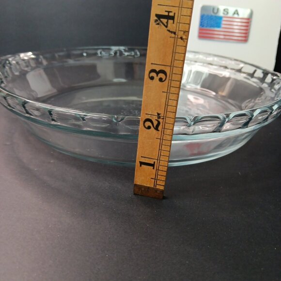 Vintage Pyrex #229 Glass Deep Dish Pie Dish Ovenware 9.5in Ribbed Edge USA - Picture 5 of 10